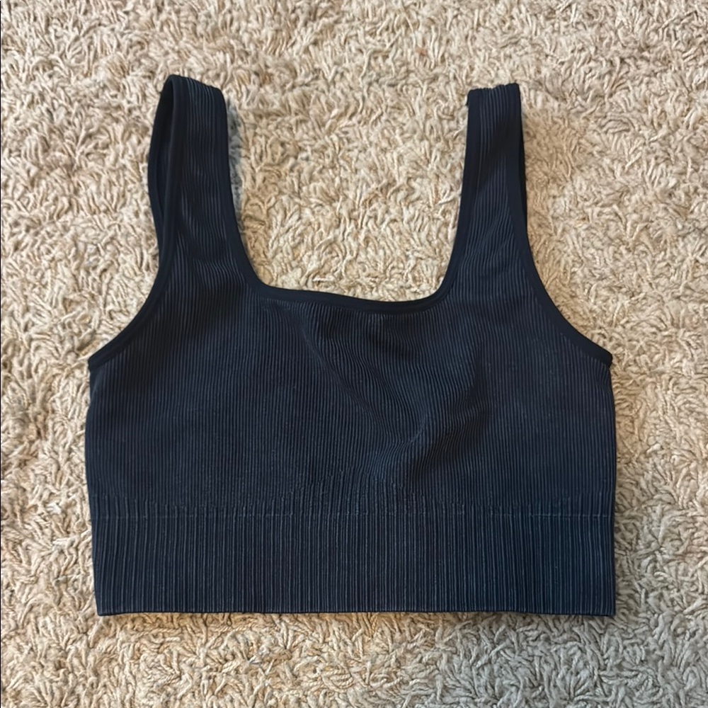 Target Black Ribbed Sleeveless Crop Tank Top